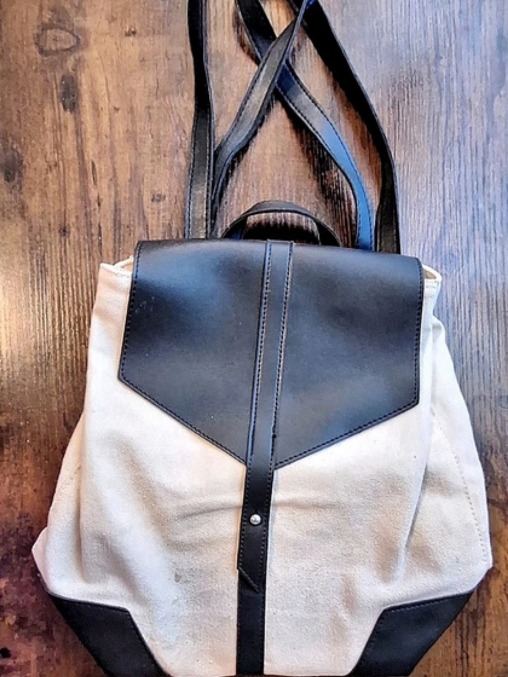 Deux Lux Canvas Backpack in Black & Beige